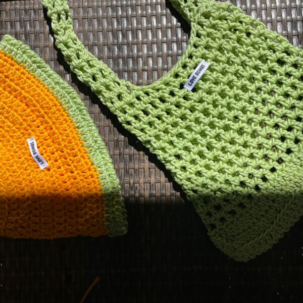 Bolsa verde crochet algodón