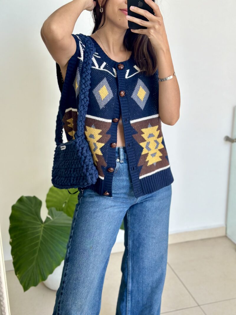 Bolsa Azul Marino Crochet