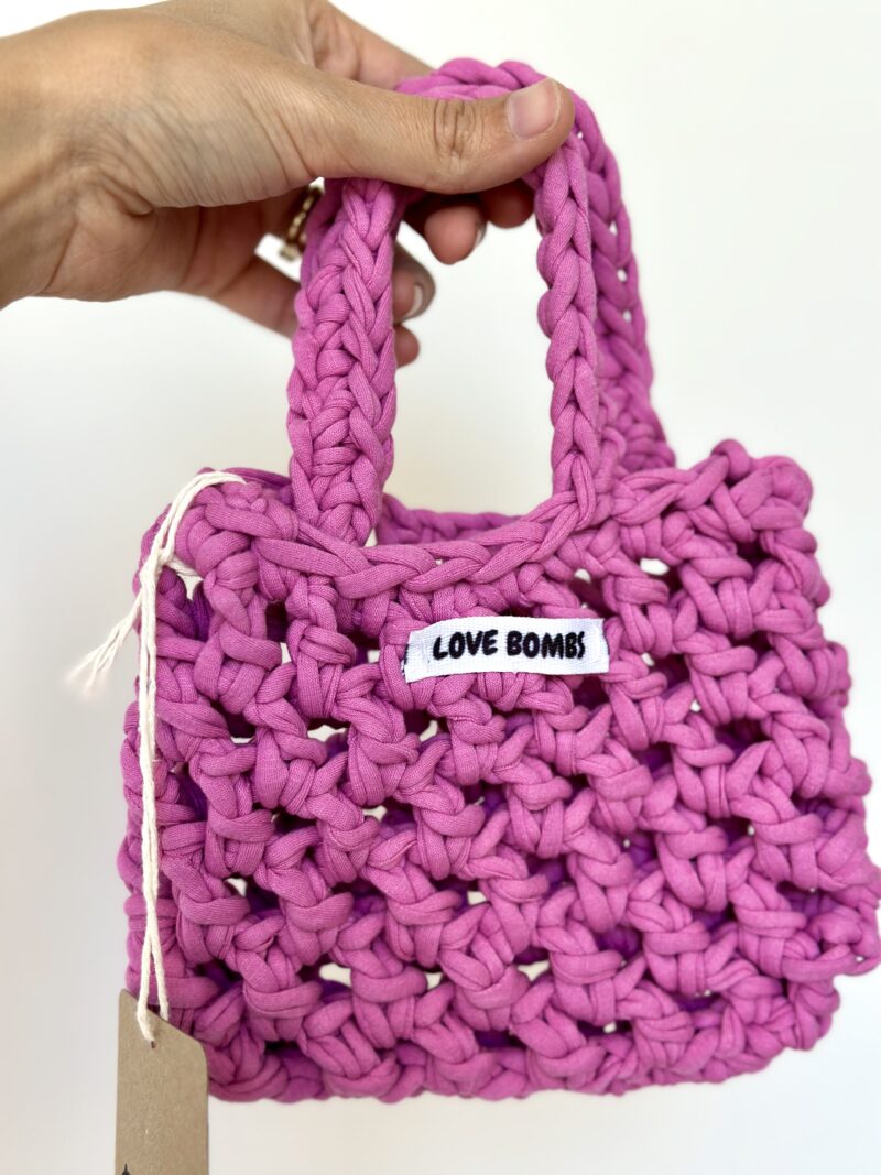 Bolsa crochet rosa pequeña - Imagen 2