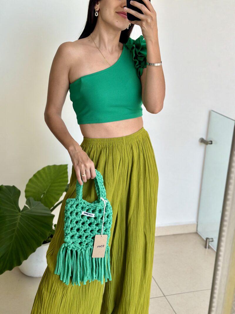 Bolsa verde con barbitas
