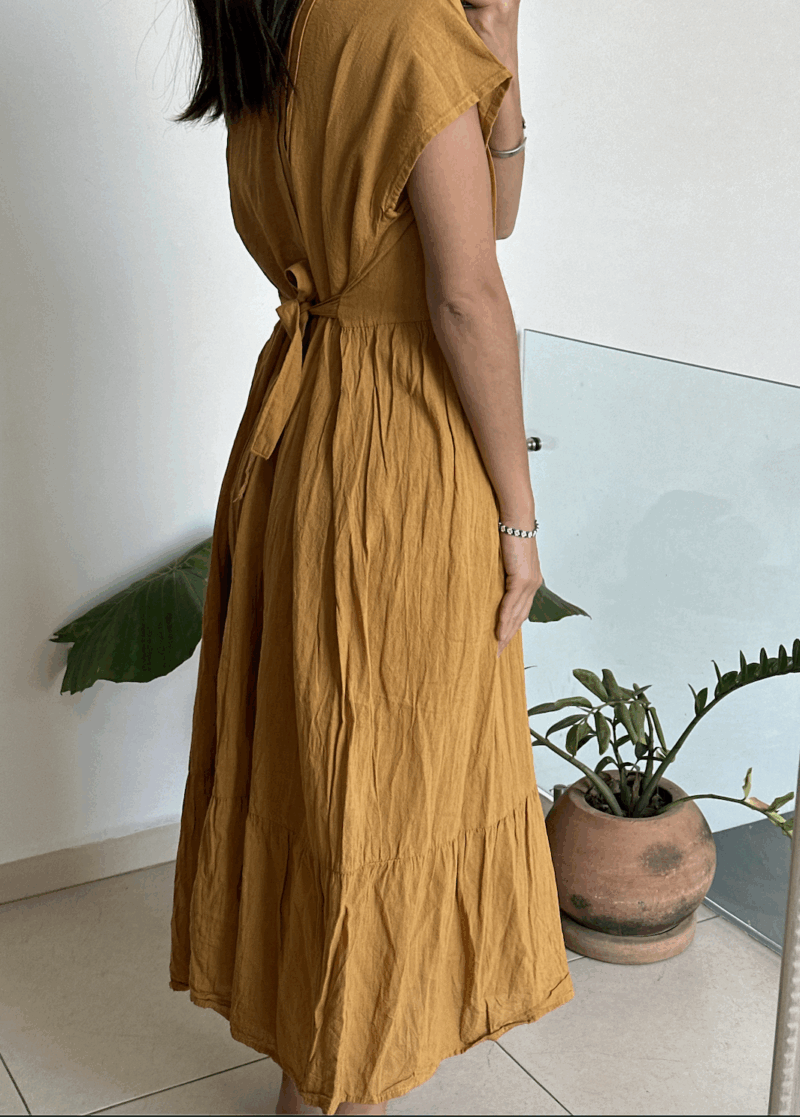 Vestido Orquidea Mostaza - Imagen 2