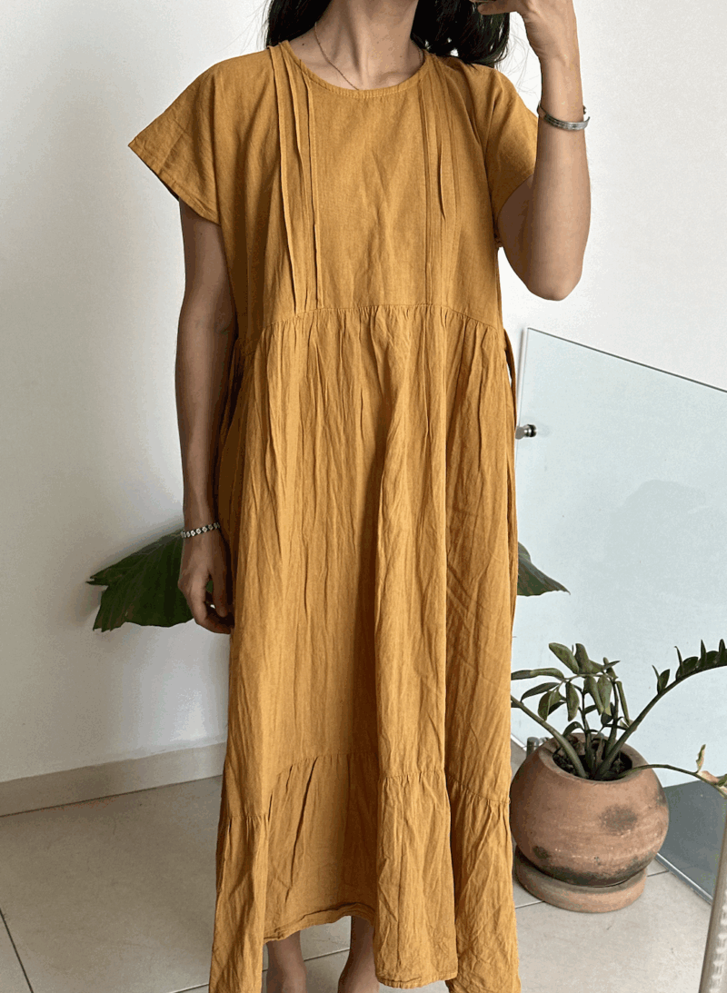Vestido Orquidea Mostaza - Imagen 3