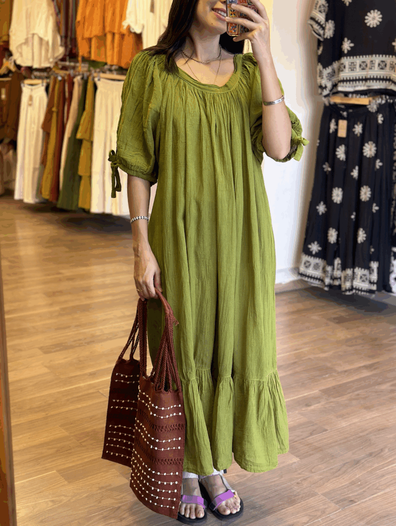 Vestido Afrodita Verde Olivo - Imagen 2