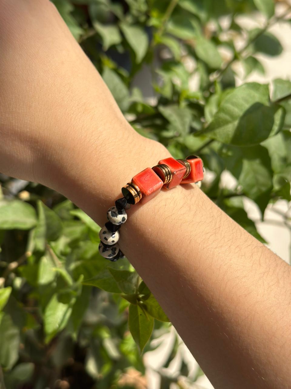 Pulsera piedra naranja