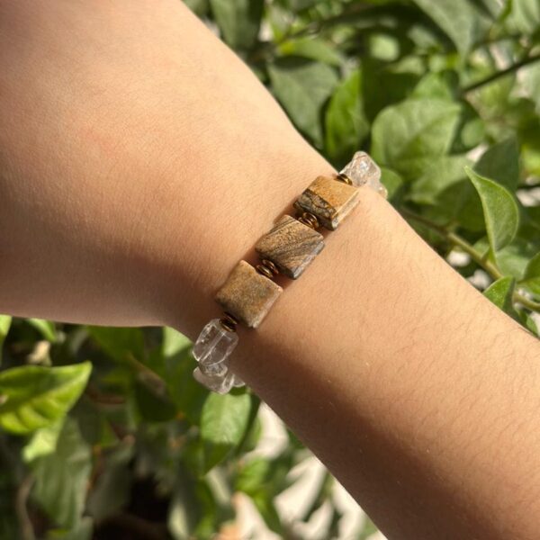 Pulsera piedra cafe cuadrada