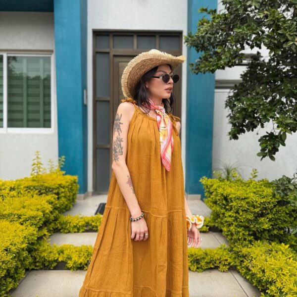 Vestido Grecia Mostaza Tostado