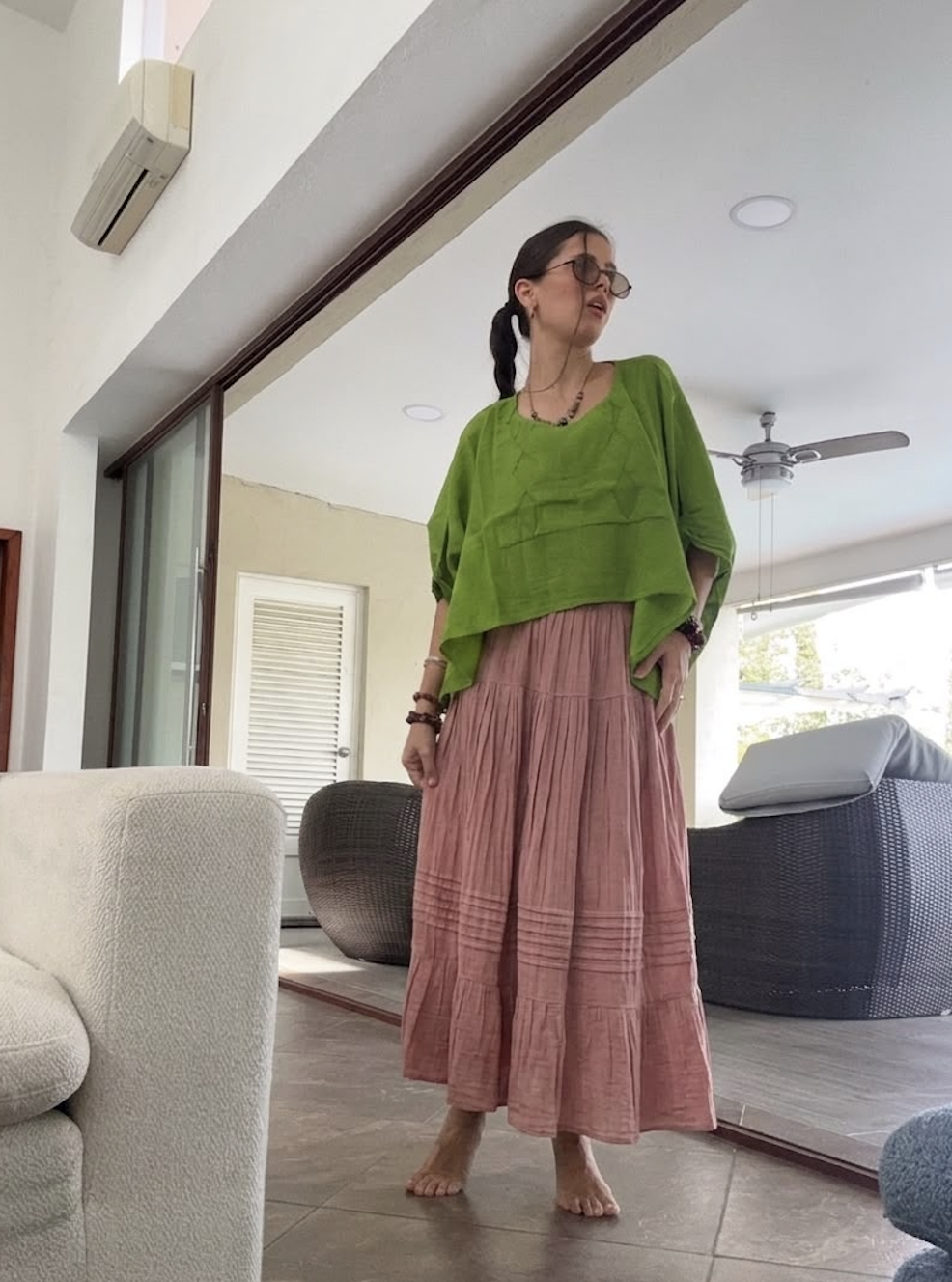 Falda Sol Rosa Palo