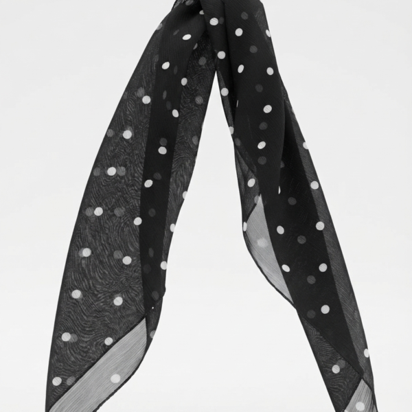 Bandana Negra Chifon Polka Dots