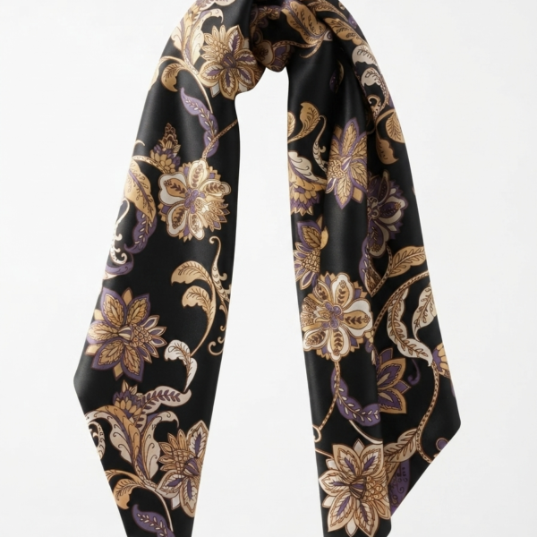 Bandana Negra Flores Grande