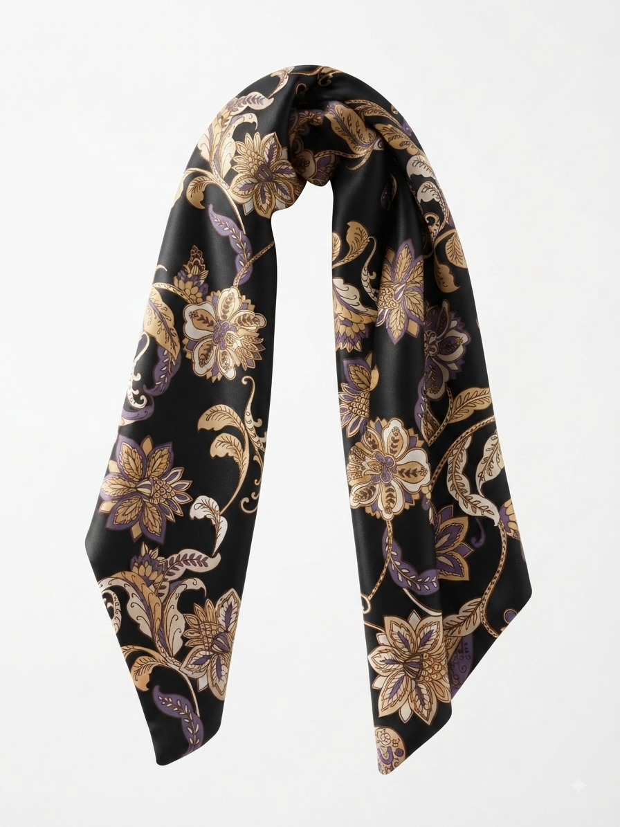 Bandana Negra Flores Grande