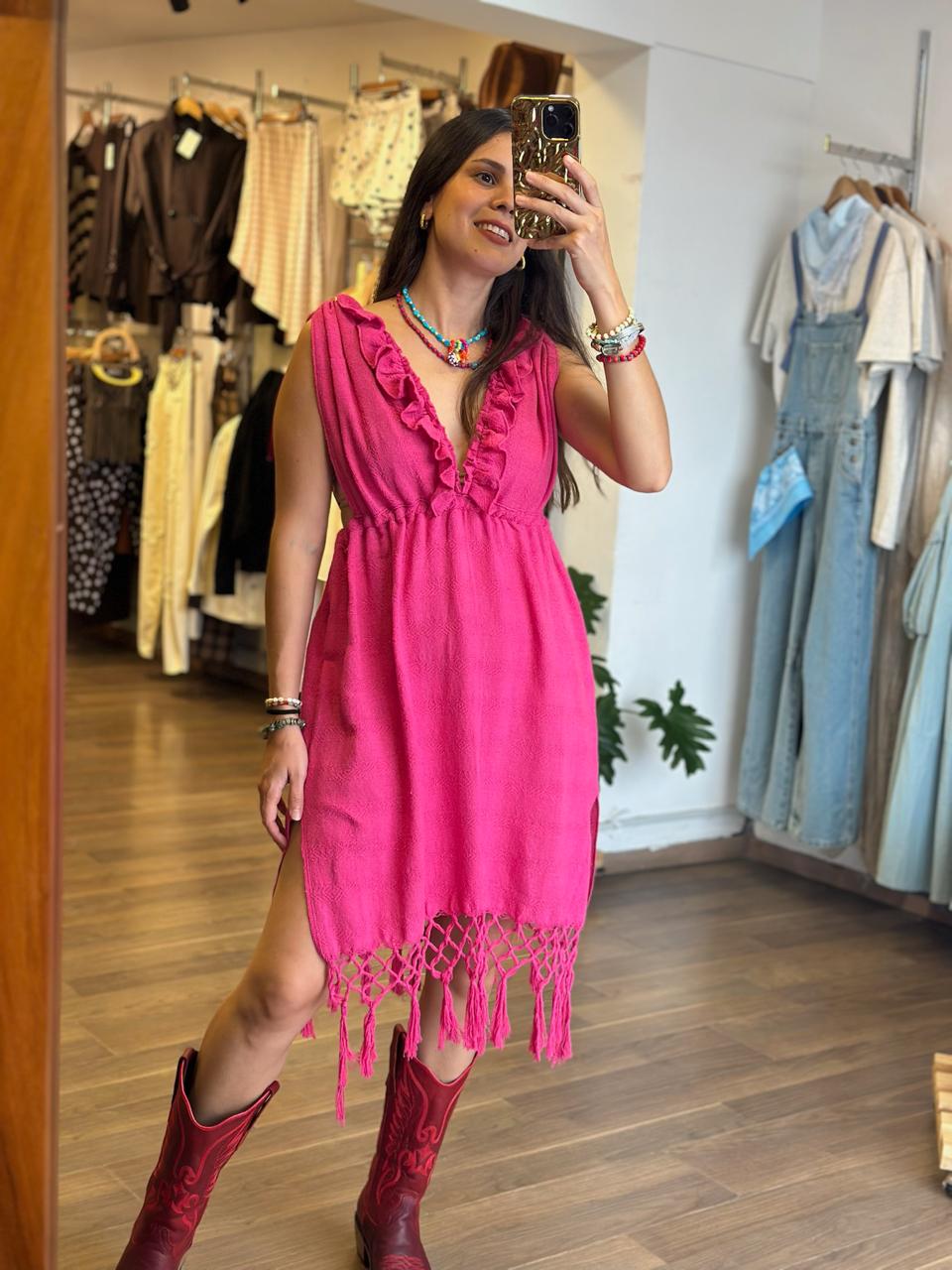 Vestido Alana Rosa Mexicano - Imagen 3