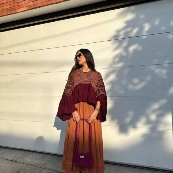 Falda Sol color Mamey