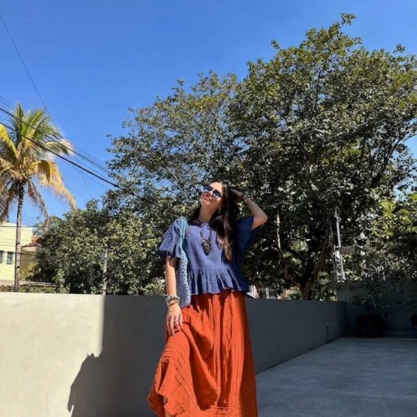 Falda Sol Naranja Quemado