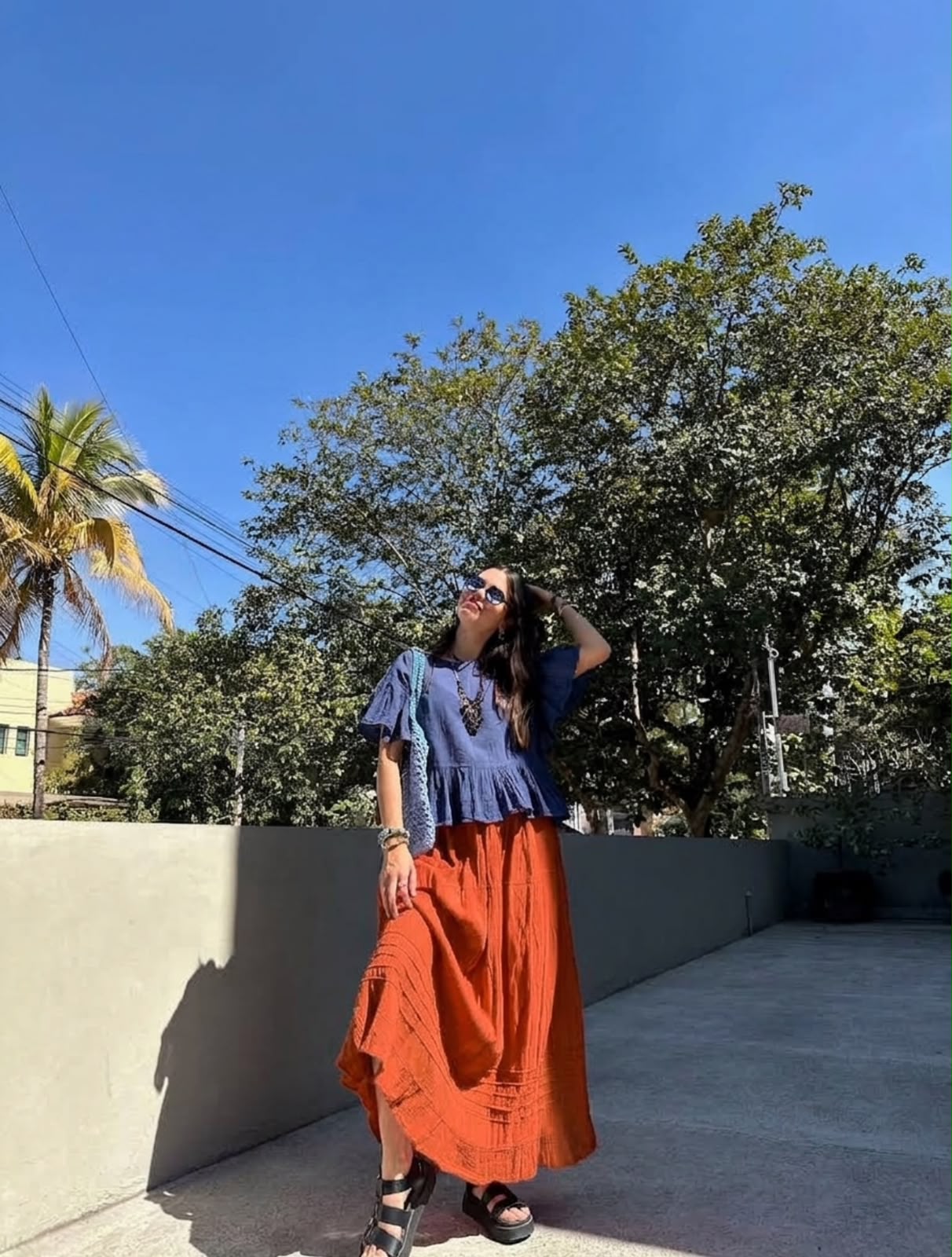 Falda Sol Naranja Quemado